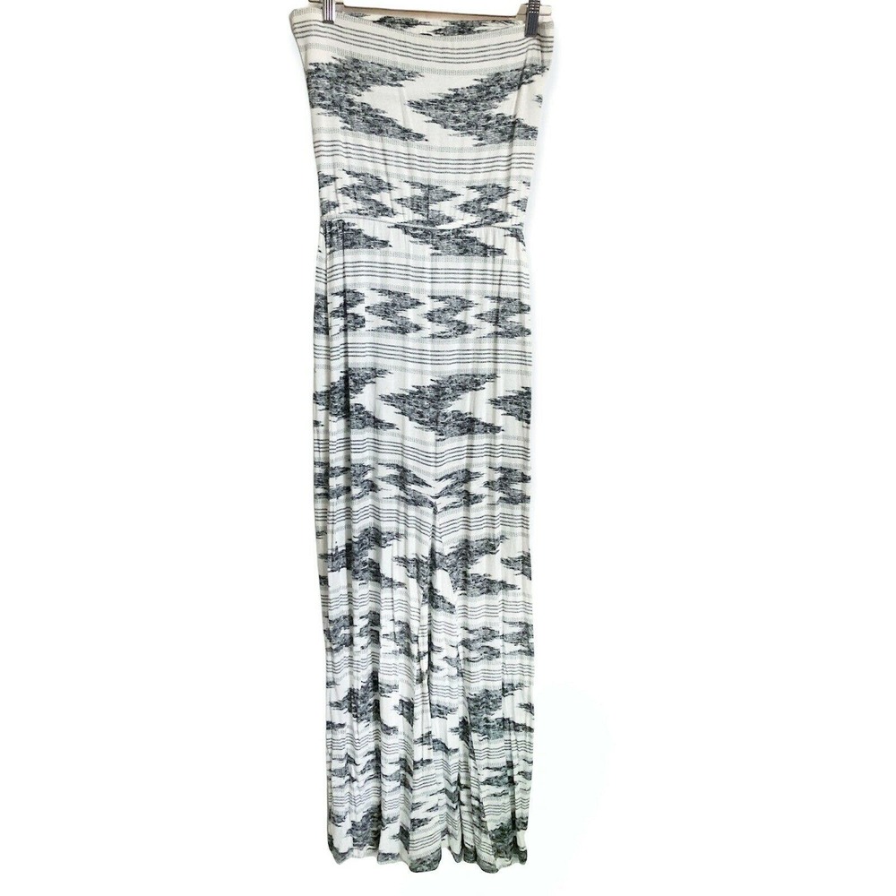Joie Strapless Piah Maxi Long Dress White Gray Sz XS Elastic Waist Stretchy Knit - Picture 3 of 6